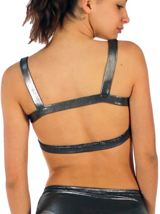 Cut-out Tanktop van Glanzende Gelamineerde Stof - Miss Salsa