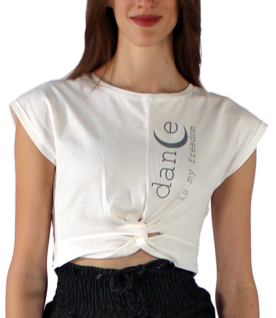 PriDance Katoenen Crop Top met Gekruiste Banden