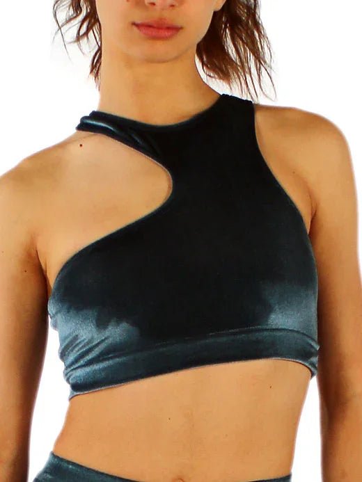 Asymmetrisch Topje van Luxe Stretchfluweel - Miss Salsa