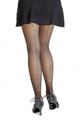 Professional fishnet tights with rhinestones, featuring a sleek design and comfortable nylon lining for dance and performance.