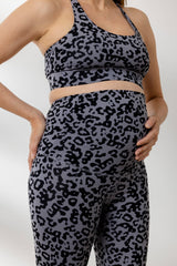 Maternity leggings with "Distorted Animal Magnet" print, offering comfort and style for active pregnant women.