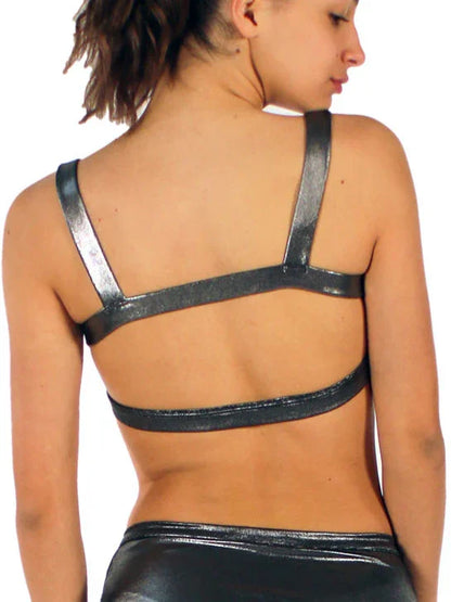Cut-out Tanktop van Glanzende Gelamineerde Stof - Miss Salsa