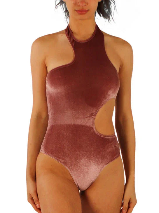 CUT OUT STRETCH VELVET LEOTARD - Miss Salsa