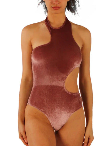 CUT OUT STRETCH VELVET LEOTARD - Miss Salsa