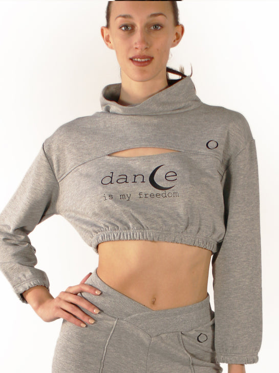 PriDance Crop Top met Uitsparing en Elastische Taille