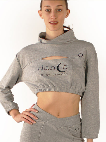 PriDance Crop Top met Uitsparing en Elastische Taille