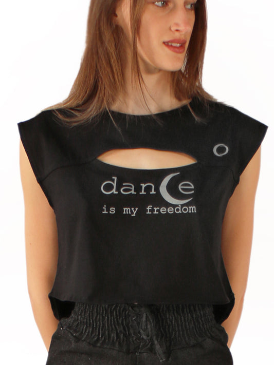 PriDance Katoenen Crop Top met Cut Out