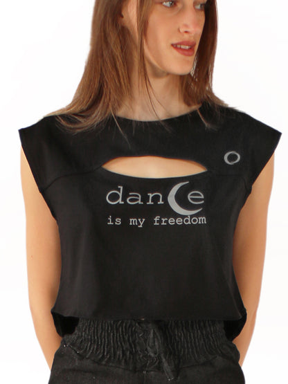 PriDance Katoenen Crop Top met Cut Out