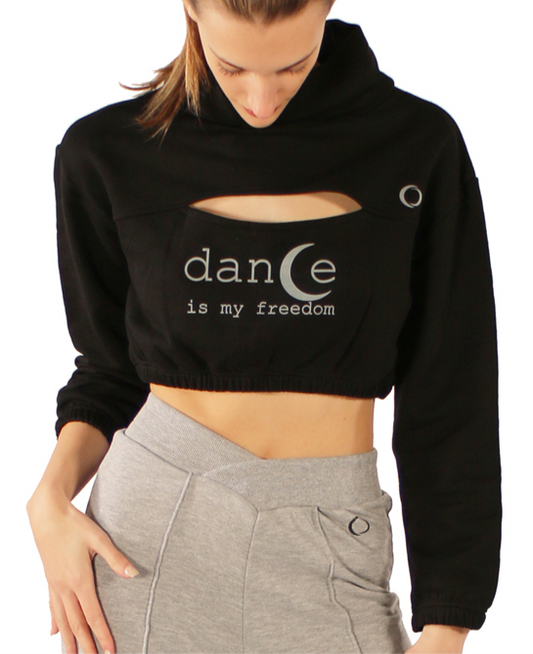 PriDance Crop Top met Uitsparing en Elastische Taille