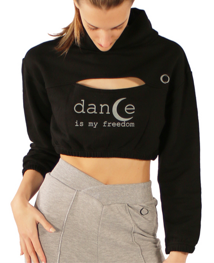 PriDance Crop Top met Uitsparing en Elastische Taille