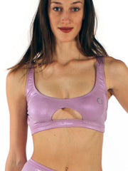 Cut-out Tanktop van Glanzende Gelamineerde Stof