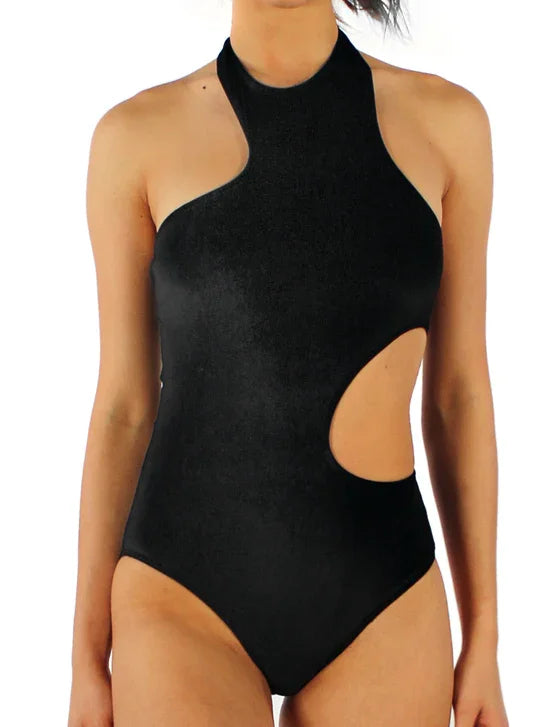 CUT OUT STRETCH VELVET LEOTARD - Miss Salsa