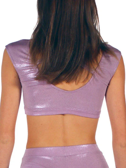 CUT OUT CROP TOP IN LAMINATED FABRIC - Miss Salsa