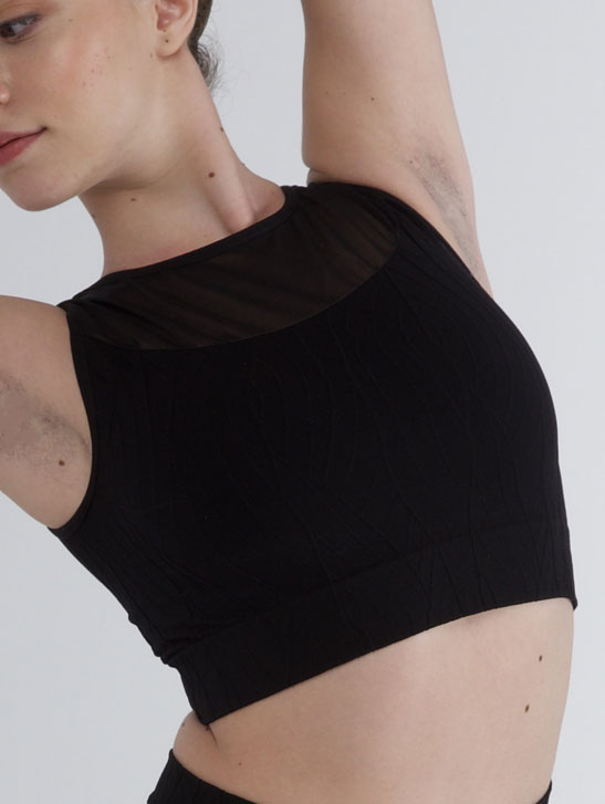 PriDance Naadloze Crop Top met Tule en Reliëf