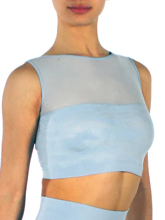 SEAMLESS SHAPING CROP TOP IN TULLE WITH ECOLOGICAL FIBER - Miss Salsa