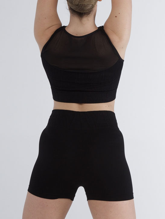 PriDance Naadloze Crop Top met Tule en Reliëf
