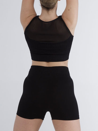 PriDance Naadloze Crop Top met Tule en Reliëf