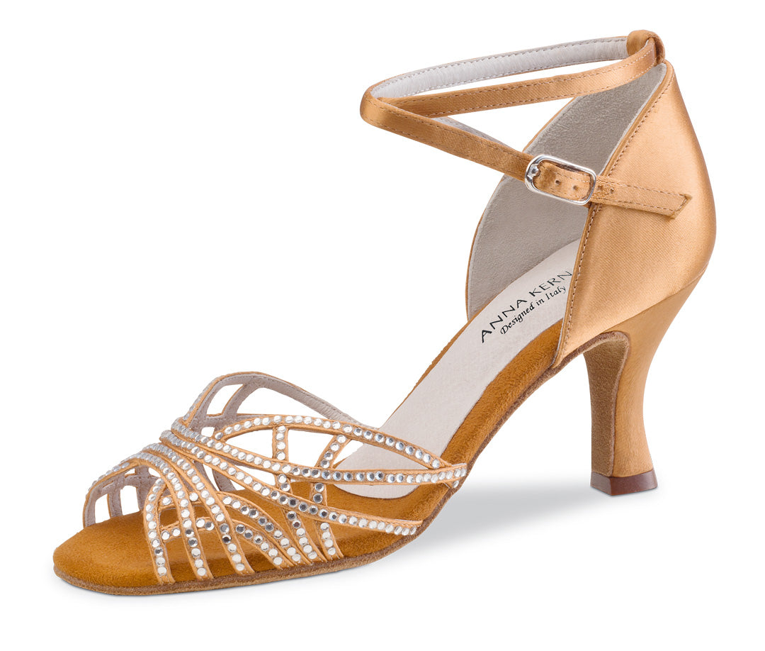 Anna Kern Dorette dance shoe with luxe woven design, strass detailing, and 6 cm heel for elegant comfort.