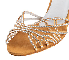 Elegant Anna Kern Dorette dance shoe featuring luxe strass detailing and a comfortable nude satin design.