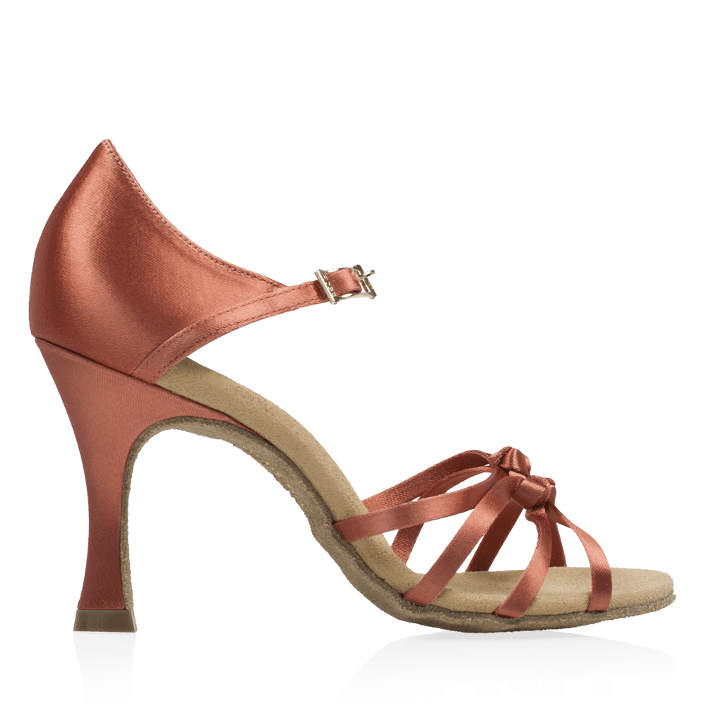 Ray Rose - 820-X Blizzard Xtra | Dark Tan Satin | Dames Latin Dansschoenen