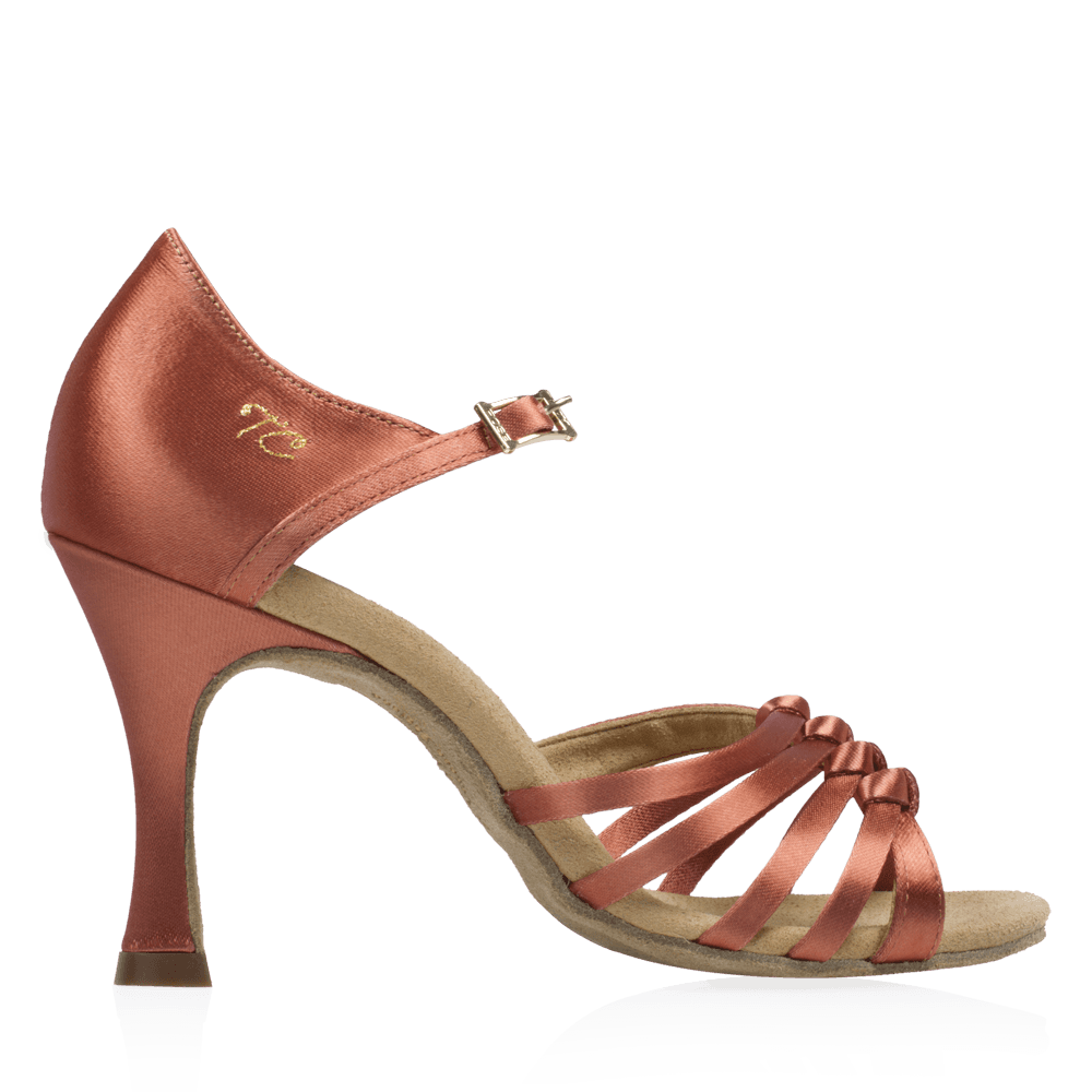 Ray Rose - 824-X Tania Xtra | Dark Tan Satin | Dames Latin Dansschoenen