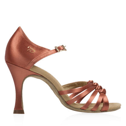Ray Rose - 824-X Tania Xtra | Dark Tan Satin | Dames Latin Dansschoenen