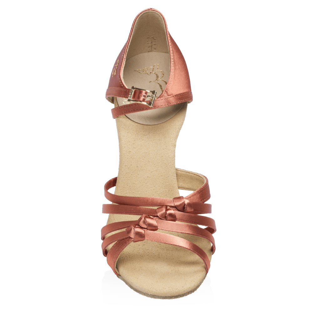 Ray Rose - 824-X Tania Xtra | Dark Tan Satin | Dames Latin Dansschoenen