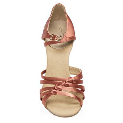 Ray Rose - 824-X Tania Xtra | Dark Tan Satin | Dames Latin Dansschoenen