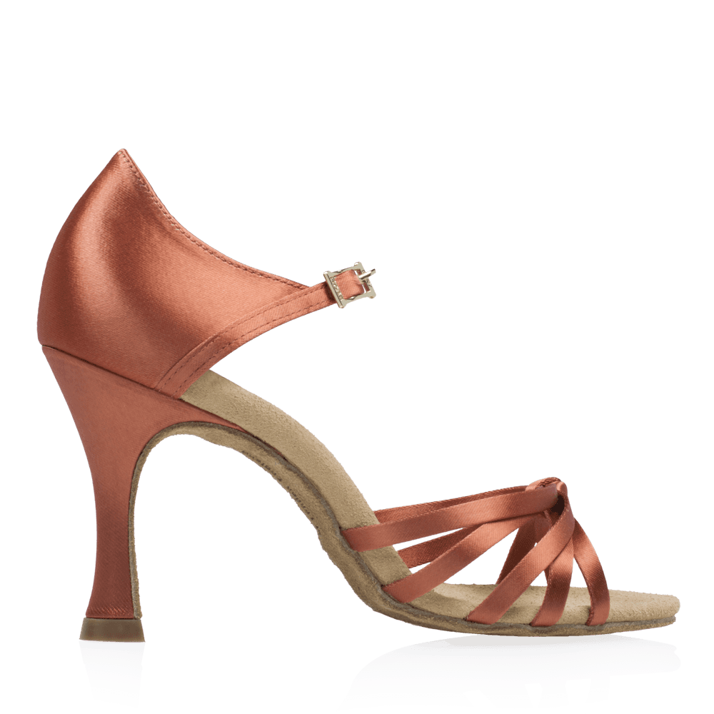Ray Rose - 825-X Drizzle Xtra | Dark Tan Satin | Dames Latin Dansschoenen