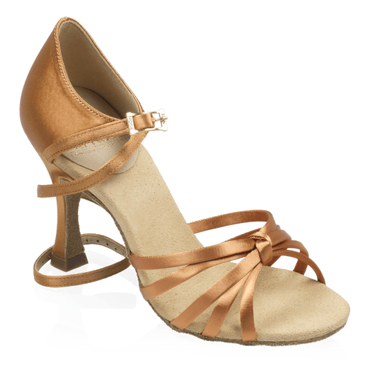 825-X Drizzle Xtra | Light Tan Satin | Ladies Latin Dance Shoes