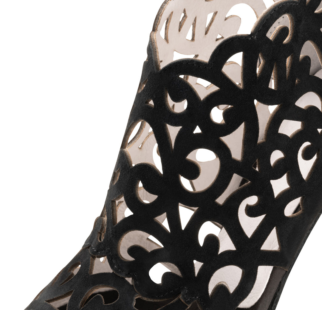 Anna Kern Fleur dance shoe with decorative cut-out design and soft suede upper, showcasing elegance and comfort.