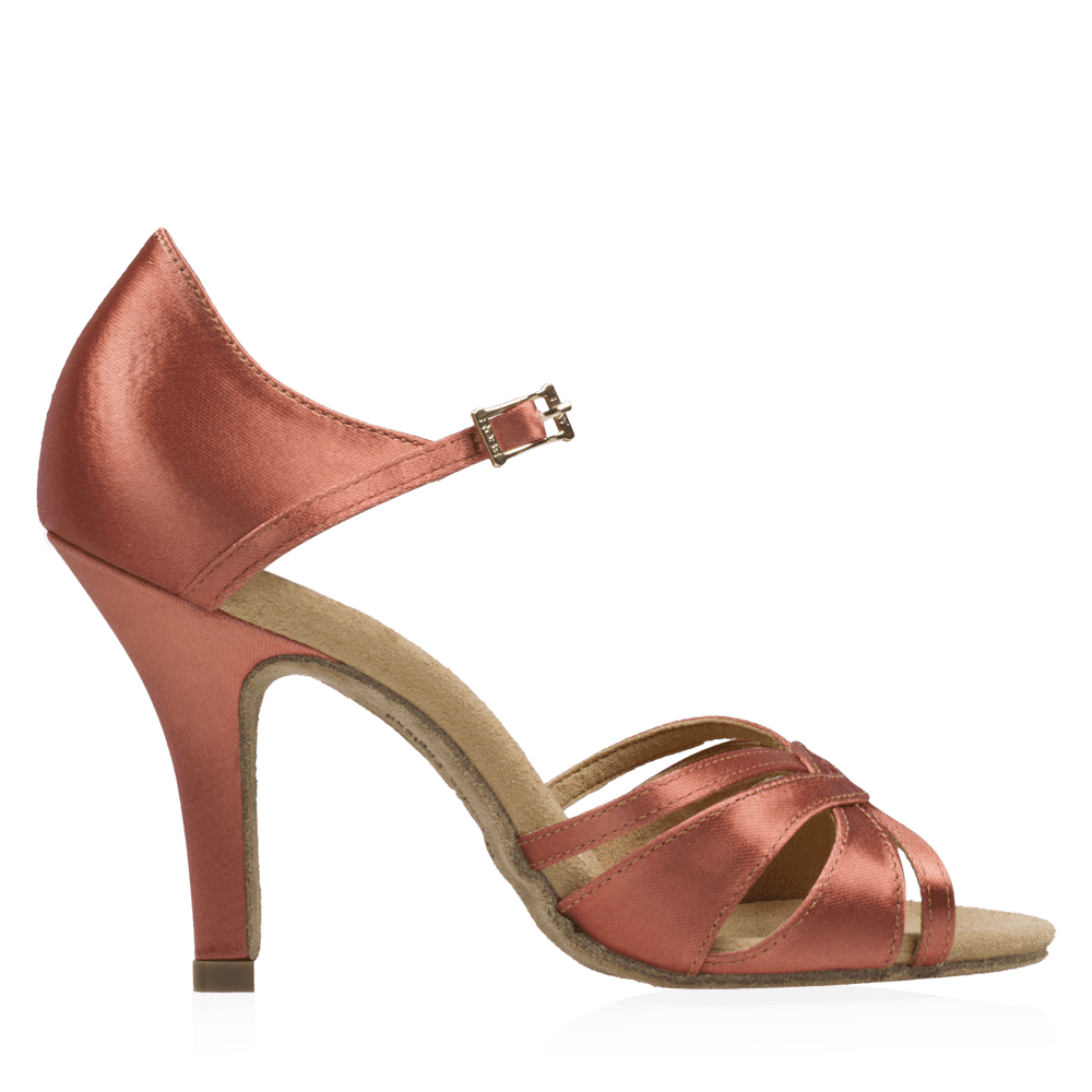 Ray Rose - 884-X Aura Xtra | Dark Tan Satin | Latin Dansschoenen