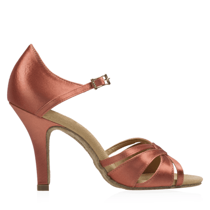 Ray Rose - 884-X Aura Xtra | Dark Tan Satin | Latin Dansschoenen