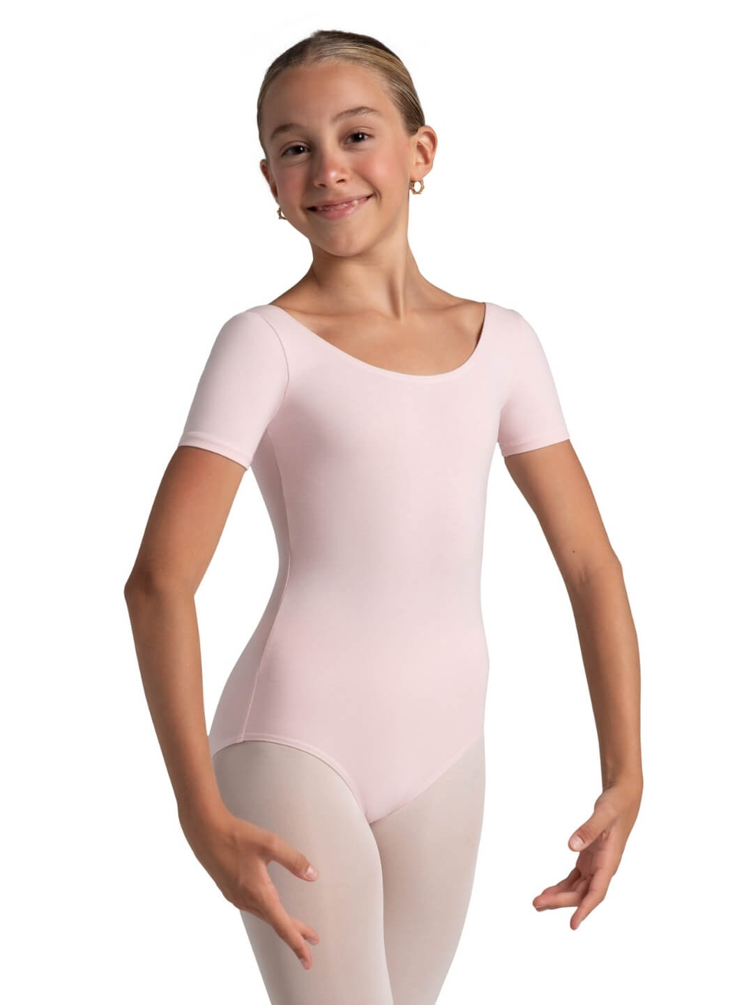 Scoop Neck Short Sleeve Leotard - Girls