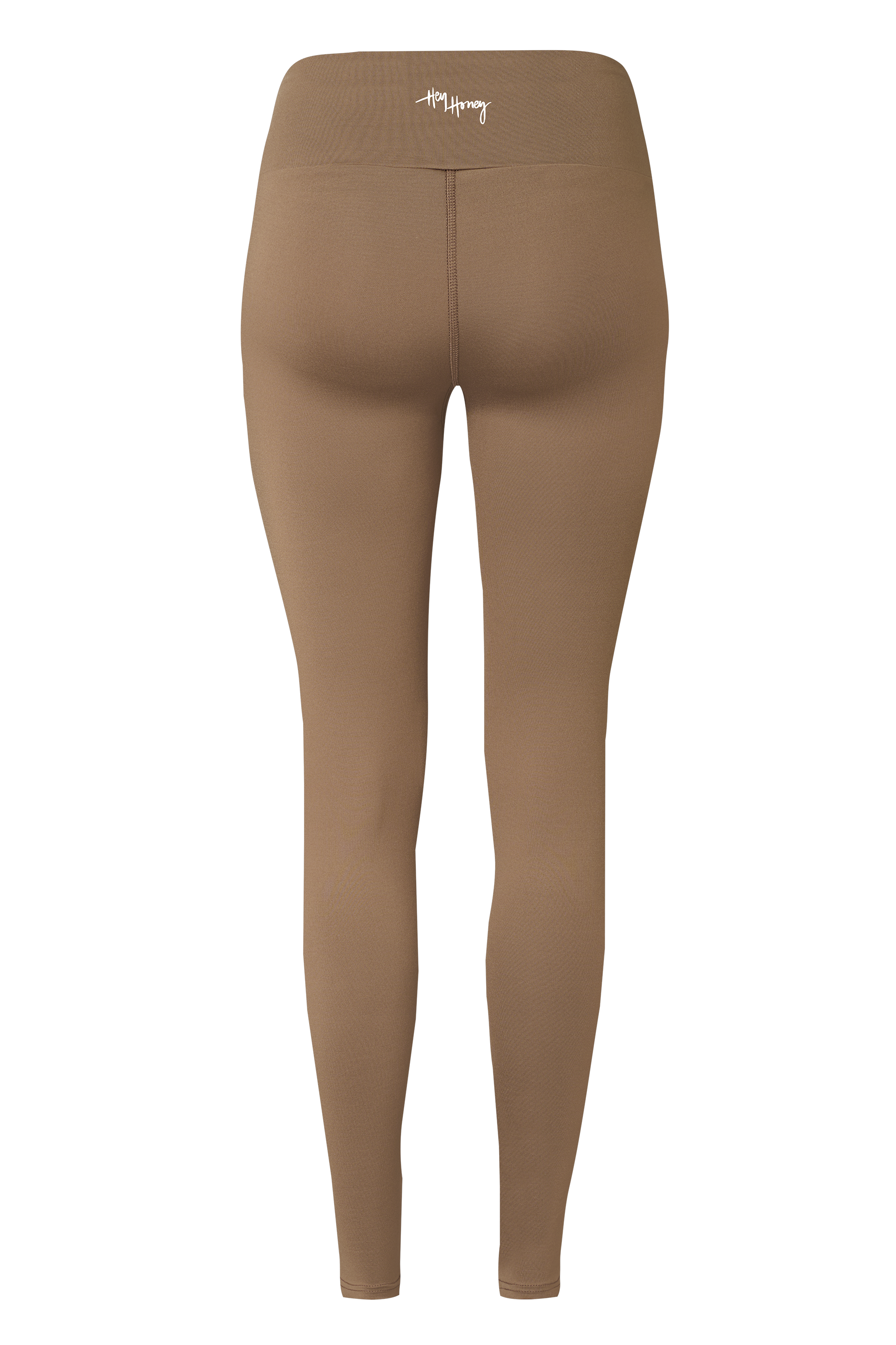 Hey Honey Yoga Caribou leggings in brown, featuring a high waistband and flattering design for comfort and style.