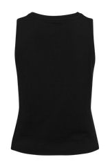 Black cropped top back view, made from soft, breathable fabric for ultimate comfort, perfect for yoga or casual wear.