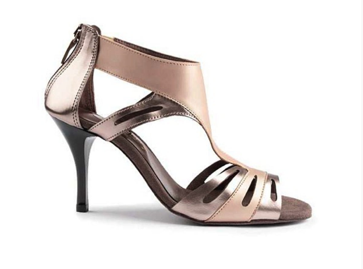 Stylish PortDance PD813 nude vegan dance shoe with adjustable ankle strap and elegant open toe design.