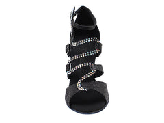 Elegant Very Fine Sera7017 Black dance shoe with rhinestone accents and quick-release buckle for comfort and style.