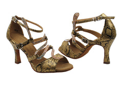 Very Fine SERA7017 Gold Snake dance shoes with a stylish snake print design and adjustable straps for comfort.