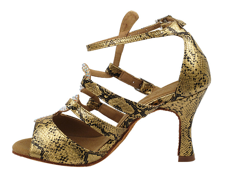 Very Fine SERA7017 Gold Snake dance shoe with gold snakeprint design and stylish heel.