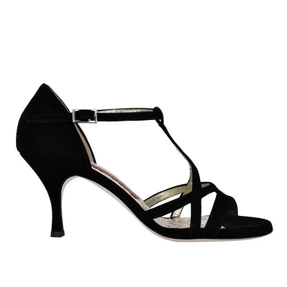 Tangolera A13 Camoscio nero 7 cm heel - Miss Salsa