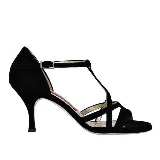 Tangolera A13 Camoscio nero 7 cm heel - Miss Salsa