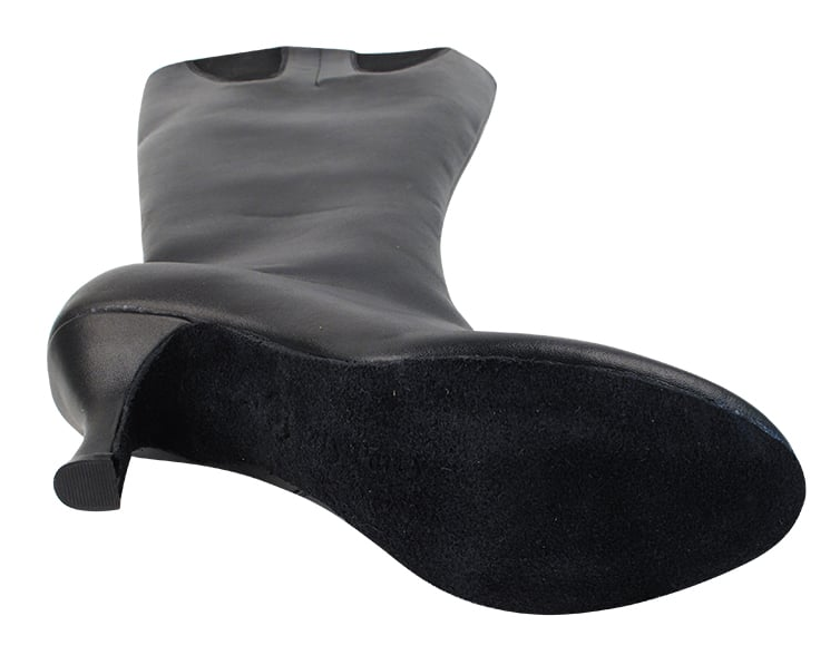 VFBoot PP205 black leather dance boot showing the sleek design and suede sole for optimal grip.