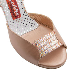 Close-up of Tangolera A34CL Perlato open-toe shoe with shimmering detail and adjustable straps for a stylish look.