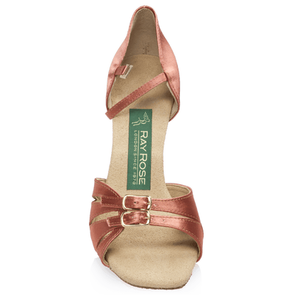 Ray Rose - Aquila | Dark Tan Satin | Dames Latin Dansschoenen