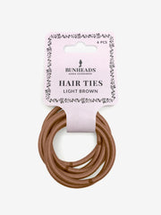 Bunheads hair elastics in light brown, pack of 6, gentle on hair, ideal for dancers.
