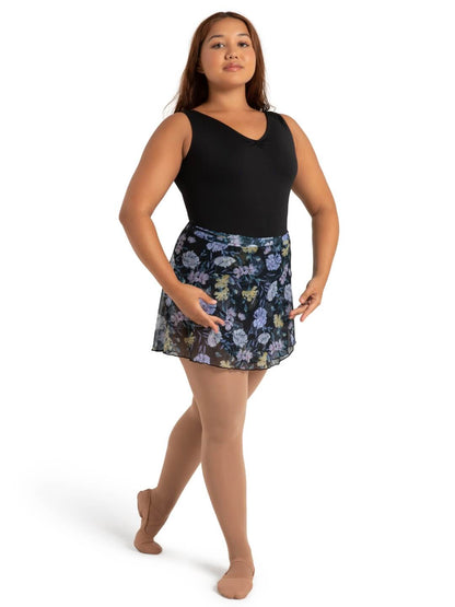 Falda cruzada estampada de malla "Le Jardin"