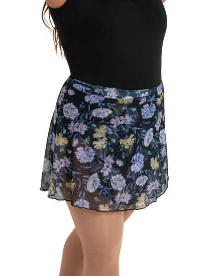 Falda cruzada estampada de malla "Le Jardin"