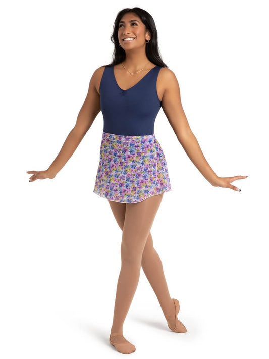 Falda cruzada estampada de malla "Le Jardin"