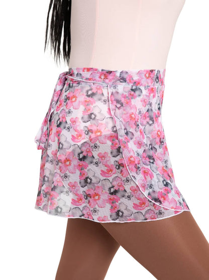 Falda cruzada estampada de malla "Le Jardin"